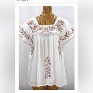 Siren embroidered peasant blouse top XL